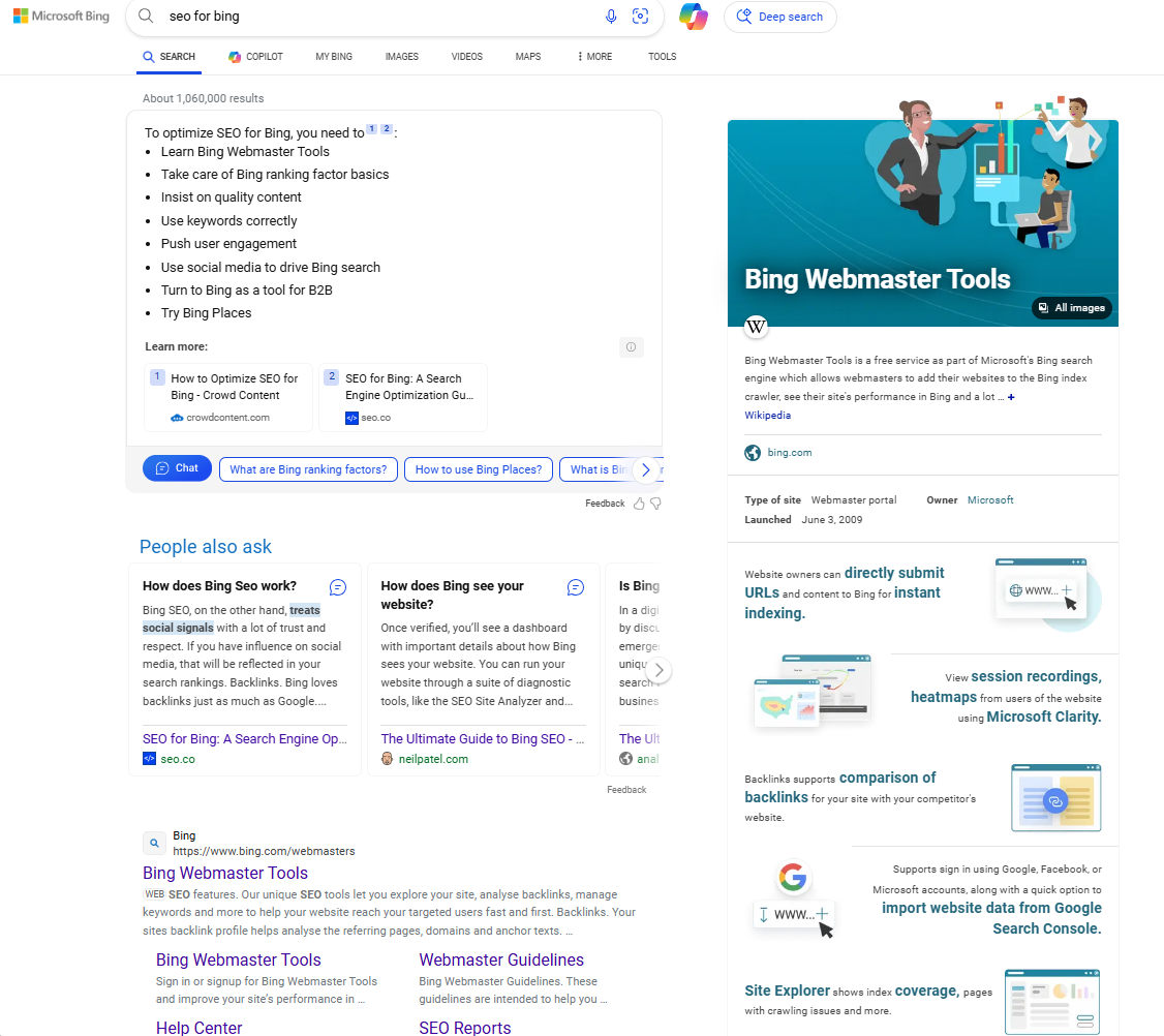 how seo works in bing